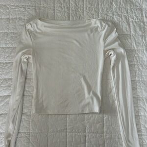 Wild Fable White Ribbed Long Sleeve Top